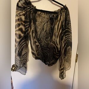 Rachael & Chloe animal print boho blouse